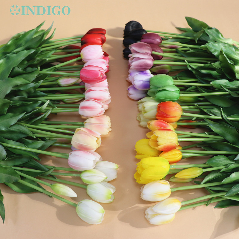 Silikona tulpju (3 ziedi + 2 pumpuri) pušķis Real Touch augstas kvalitātes 27 krāsu Calla mājas dekorēšana mākslīgo ziedu kāzas INDIGO