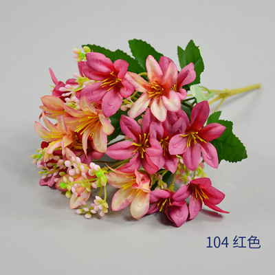 18 zīda zieds mākslīgā lilija Eiropas stila daudzkrāsains viltus līgavas ziedu pušķis kāzu ģimenes ballīšu dekorēšana DIY