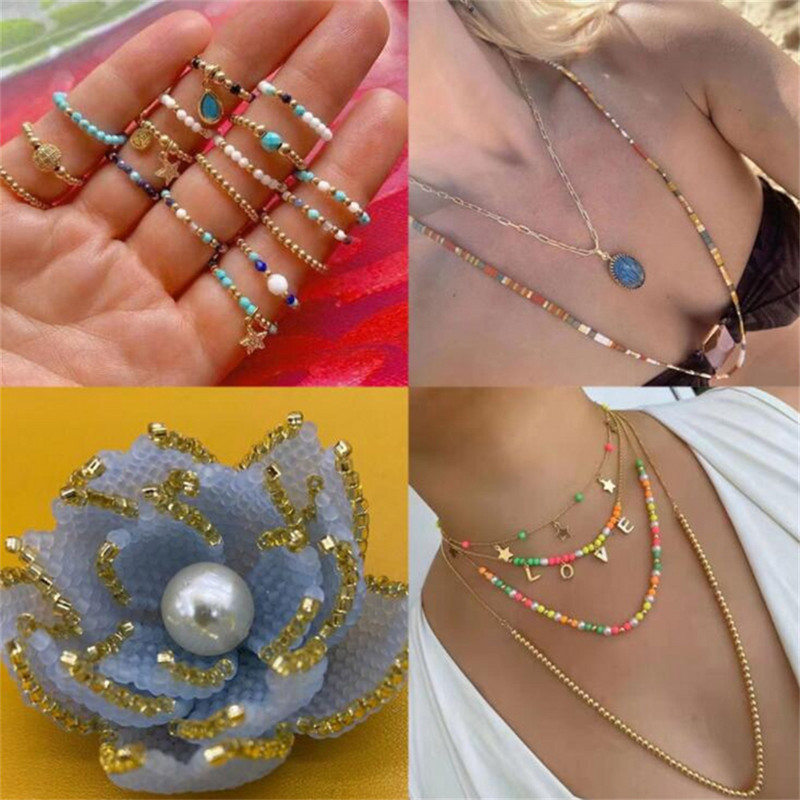 Daudzizmēru 1,5–4 mm stikla rīsu krelles burvju krāsas caurspīdīgas imitācijas Nissan krāsu izkaisītas krelles, kas izgatavotas ar savām rokām, pušķu aksesuāri