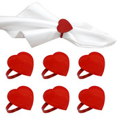 6GAB/SET Sarkanas sirds salvešu gredzeni Valentīna dienas kāzu dekoru salvešu turētājs Metāla sakausējuma servjetu sprādzes jubilejas ballītei