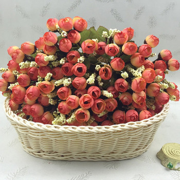Νέα άφιξη 15 κεφάλια/μπουκέτο μικρό μπουμπούκι τριαντάφυλλα βράκτο προσομοίωση λουλούδια μεταξωτό τριαντάφυλλο διακοσμητικά λουλούδια Διακοσμητικά σπιτιού για γάμο
