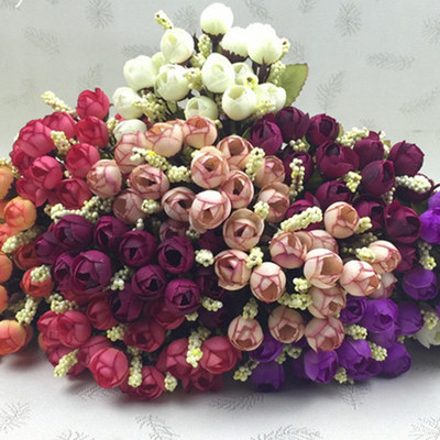 Noua sosire 15 capete/buchet trandafiri boboci mici bractee flori de simulare trandafir de matase Flori decorative Decoratiuni pentru casa pentru nunta