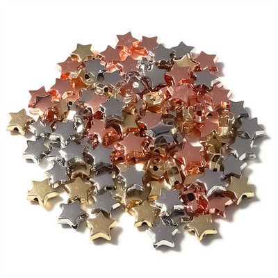 50 υπολογιστές/συσκευασία CCB επιμεταλλωμένο μεταλλικό χρώμα-μικρή τρύπα με πεντάκτινα αστέρια με χάντρες diy βραχιόλι με χάντρες κοσμήματα χονδρικής