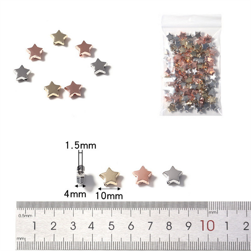 50 υπολογιστές/συσκευασία CCB επιμεταλλωμένο μεταλλικό χρώμα-μικρή τρύπα με πεντάκτινα αστέρια με χάντρες diy βραχιόλι με χάντρες κοσμήματα χονδρικής