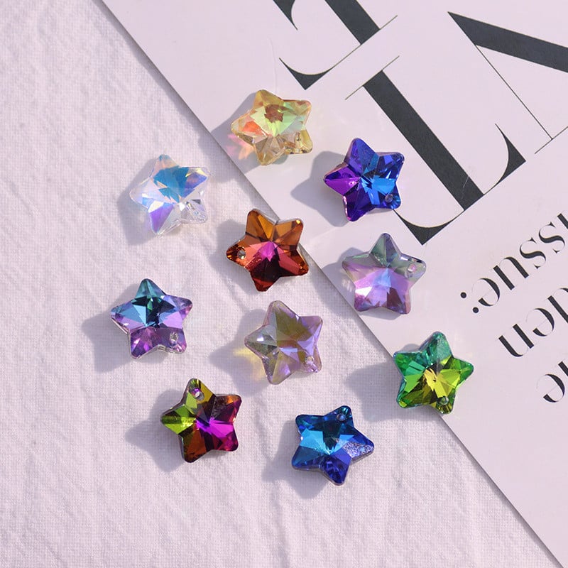 6432 Звездни висулки Австрийски кристални мъниста Разхлабени планински кристали Талисмани Стъклени камъни в цвят на дъгата за изработка на бижута Направи си сам