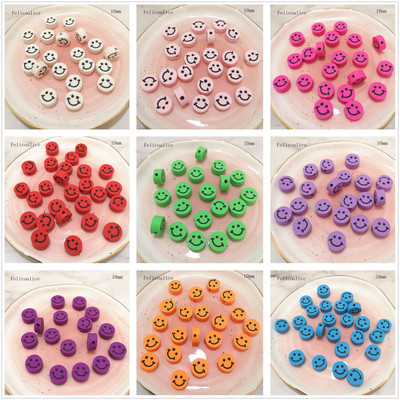 40 τμχ Smiley Face Polymer Clay Shape Spacer Beads for DIY χειροποίητα αξεσουάρ χειροτεχνίας κοσμημάτων 10mm