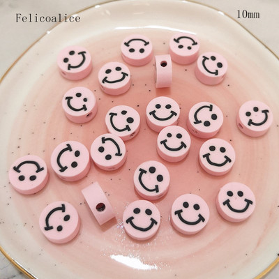 40 gab. Smiley Face polimēru māla formas starplikas krelles DIY rokām darinātām rotaslietu amatniecības piederumiem 10 mm