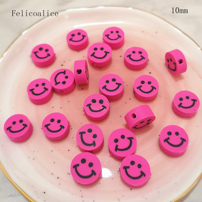 40 gab. Smiley Face polimēru māla formas starplikas krelles DIY rokām darinātām rotaslietu amatniecības piederumiem 10 mm