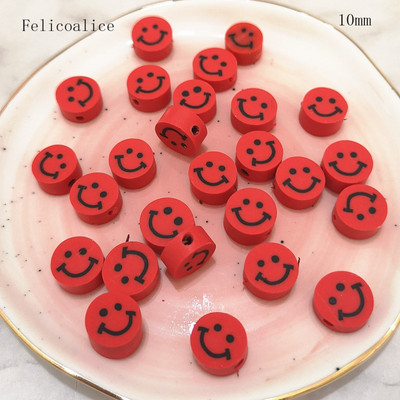 40 gab. Smiley Face polimēru māla formas starplikas krelles DIY rokām darinātām rotaslietu amatniecības piederumiem 10 mm
