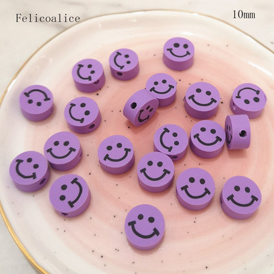 40 gab. Smiley Face polimēru māla formas starplikas krelles DIY rokām darinātām rotaslietu amatniecības piederumiem 10 mm