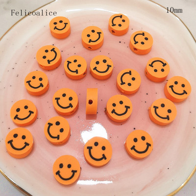 40 gab. Smiley Face polimēru māla formas starplikas krelles DIY rokām darinātām rotaslietu amatniecības piederumiem 10 mm