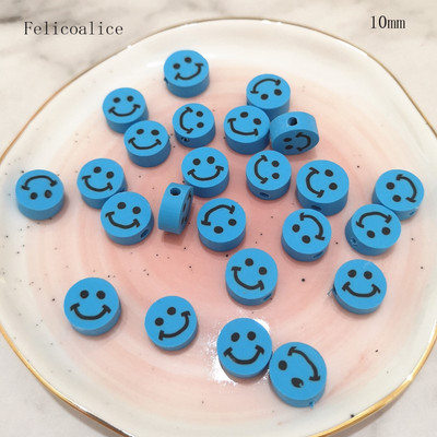 40 gab. Smiley Face polimēru māla formas starplikas krelles DIY rokām darinātām rotaslietu amatniecības piederumiem 10 mm