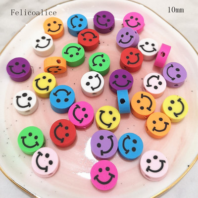40 gab. Smiley Face polimēru māla formas starplikas krelles DIY rokām darinātām rotaslietu amatniecības piederumiem 10 mm