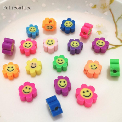 40 gab. Smiley Face polimēru māla formas starplikas krelles DIY rokām darinātām rotaslietu amatniecības piederumiem 10 mm