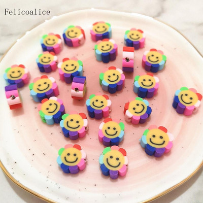 40 gab. Smiley Face polimēru māla formas starplikas krelles DIY rokām darinātām rotaslietu amatniecības piederumiem 10 mm