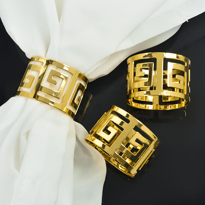 6gab Kāzu salvešu gredzeni Galda apdare Metāla salvešu sprādžu turētājs kāzu Ziemassvētku dzimšanas dienas svinībām piederumi Dvieļu gredzeni