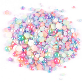 двуцветни цветни полукръгли перлени мъниста Плоски кабошони Украси за лексикони Craft 3/4/5/6/8 mm ykl0701