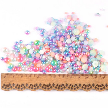 двуцветни цветни полукръгли перлени мъниста Плоски кабошони Украси за лексикони Craft 3/4/5/6/8 mm ykl0701