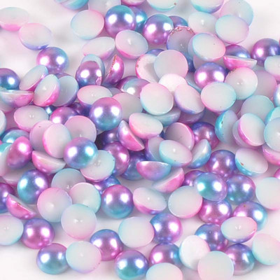 divu toņu krāsa Pusapaļas pērļu krelles Plakanas aizmugures kabošoni Izgreznojumi albumam Craft 3/4/5/6/8mm ykl0701