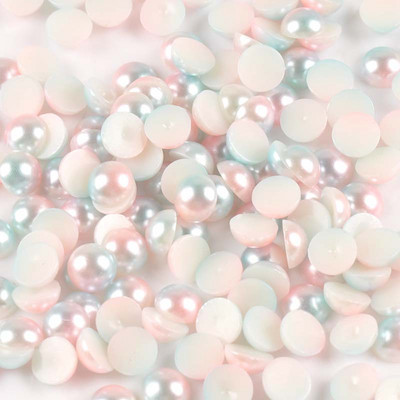 divu toņu krāsa Pusapaļas pērļu krelles Plakanas aizmugures kabošoni Izgreznojumi albumam Craft 3/4/5/6/8mm ykl0701