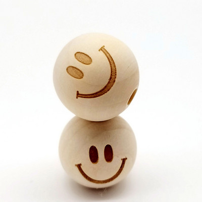 10 gab. 20 mm grebuma raksts koka krelles dabiskas krāsas apaļas formas zvaigznes smaida raksts mājas DIY roku darbs bērnu amatniecības piederumiem