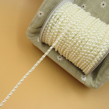 5 μέτρα 4mm ABS Imitation Pearl Beads Chain Banding Trim Ράψιμο για DIY Wedding dresses Jewelry Craft Headband