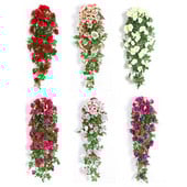 Siidist võltslill kunstlilled roosiviinapuu rippuv korv elutuba rõdu kodukaunistus