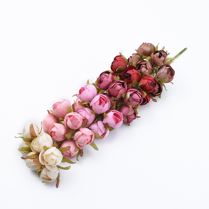 6gab Kāzu Dekoratīvie Ziedi Ziemassvētku Dekorācijas Mājai Kāzu aksesuāri Tējas rozes Lēti Mākslīgie Ziedi