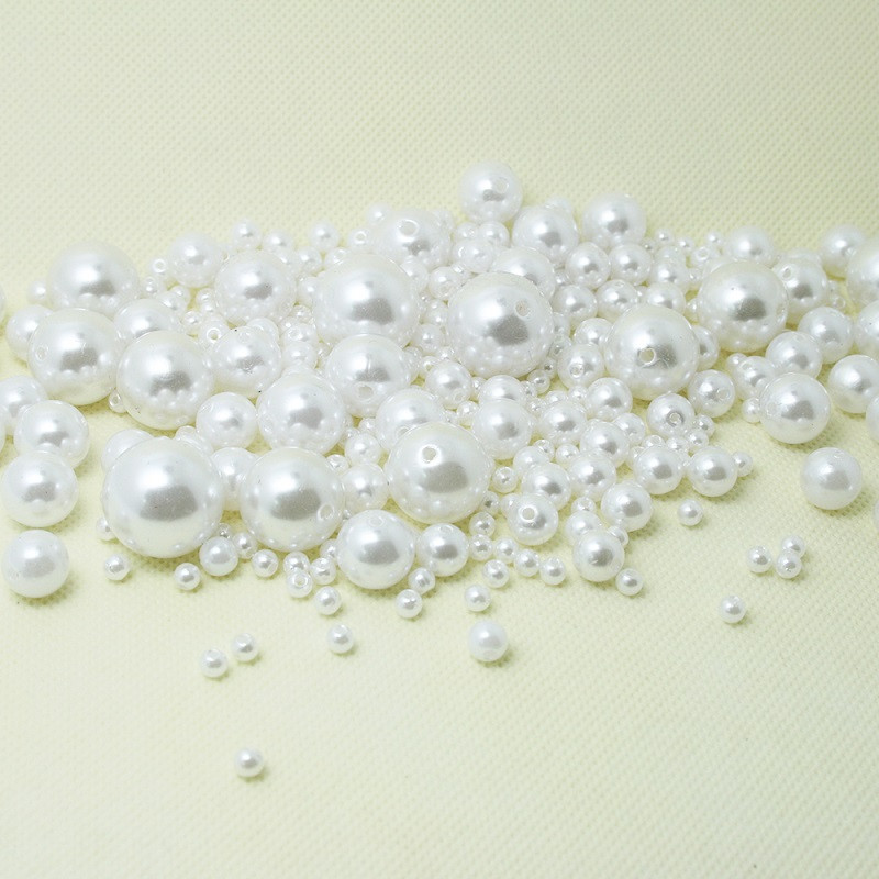 Izmērs 4 6 8 10 12 14 16 18 20 mm balta ziloņkaula krāsa ABS pērļu imitācijas krelles rotaslietu izgatavošanai/mājas dekorēšanai.