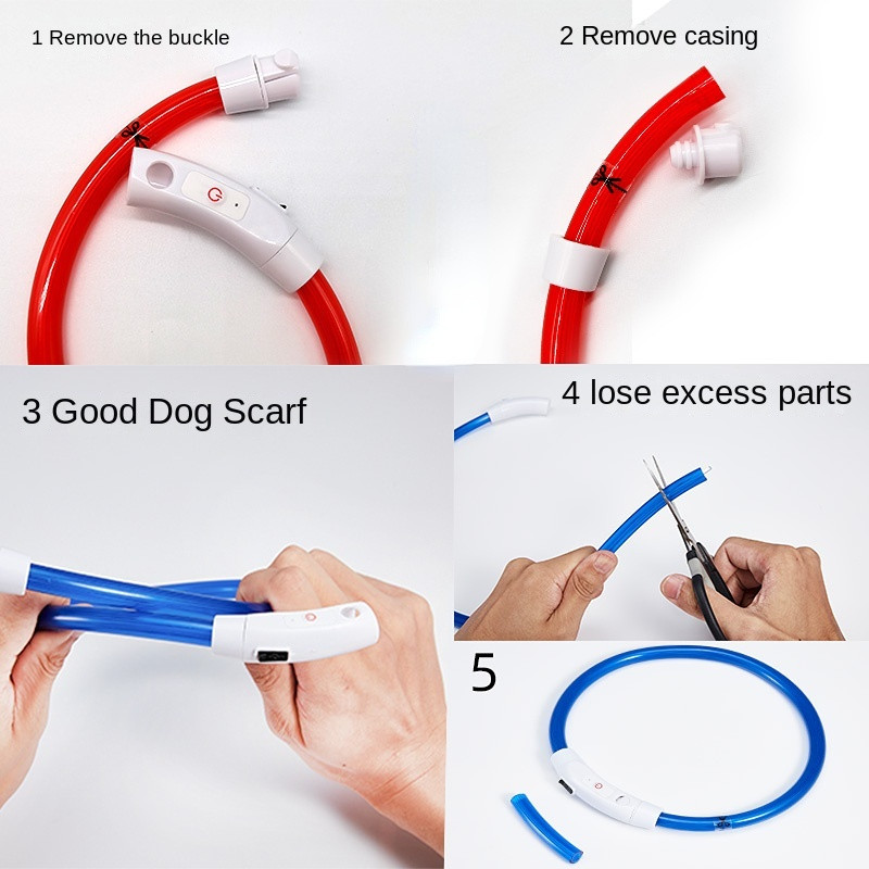 Usb uzlādes spoža suņu kaklasiksna Led nakts kvēlojošs akumulators Suņu zuduma novēršana kucēnu aksesuāri Izejmateriāli Raksti mājdzīvniekiem