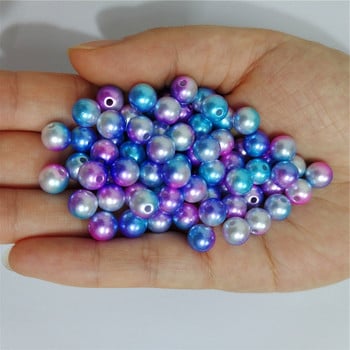 Mermaid Color 3mm-12mm Στρογγυλή απομίμηση Χρώμα ουράνιου τόξου ίσια τρύπα Πλαστικές μαργαριταρένιες χάντρες για κεντήματα και κοσμήματα