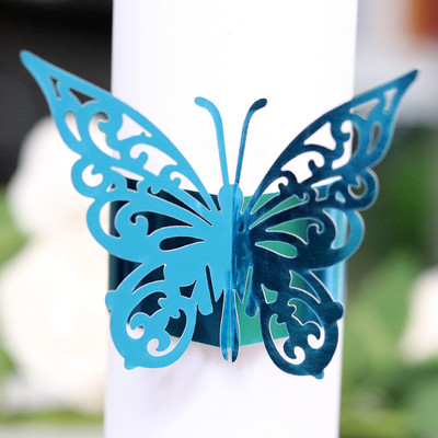 50gab Tauriņa formas lāzera griezuma papīra salvešu gredzens salvešu lentes salvešu gredzenu turētāji Ziemassvētku kāzu ballītes galda dekorēšanai