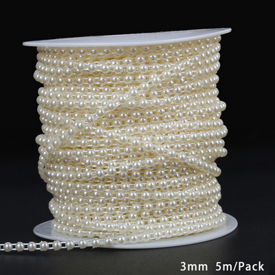Vairāki izmēri, 3 mm–8 mm ABS imitācijas pērļu krelles pērļu ķēdes kāzu ballīšu festivāls Rotā roku darbs ar pērlītēm