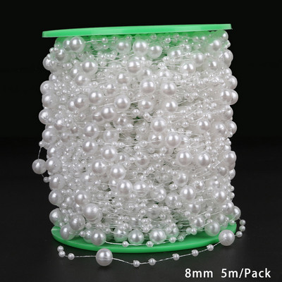 Vairāki izmēri, 3 mm–8 mm ABS imitācijas pērļu krelles pērļu ķēdes kāzu ballīšu festivāls Rotā roku darbs ar pērlītēm