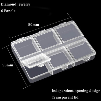 CTPA3bI 1 kastīte — kristāla nagu mākslas darbi ar Rhinestone Crystal AB plakanu dibenu, jauktu izmēru DIY nagu mākslas 3D dekorēšana 6 režģu kastē