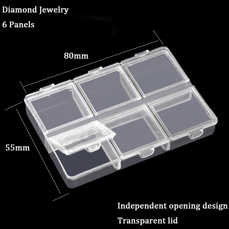 CTPA3bI 1 kastīte — kristāla nagu mākslas darbi ar Rhinestone Crystal AB plakanu dibenu, jauktu izmēru DIY nagu mākslas 3D dekorēšana 6 režģu kastē