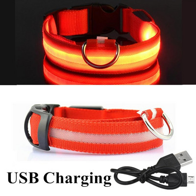 USB uzlādējams mājdzīvnieku suns LED kvēlojošs kaklasiksna gaismas mirgojošs kaklarota āra pastaigu nakts drošības piederumi