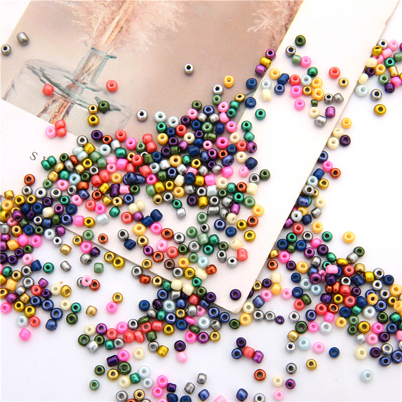 1000Gb 3mm Pērļu krāsas krāsas efekta stikla sēklu krelles DIY apģērbu šūšanai rotaslietas izgatavošanai franču izšūšanas amatniecības piederumi 30g