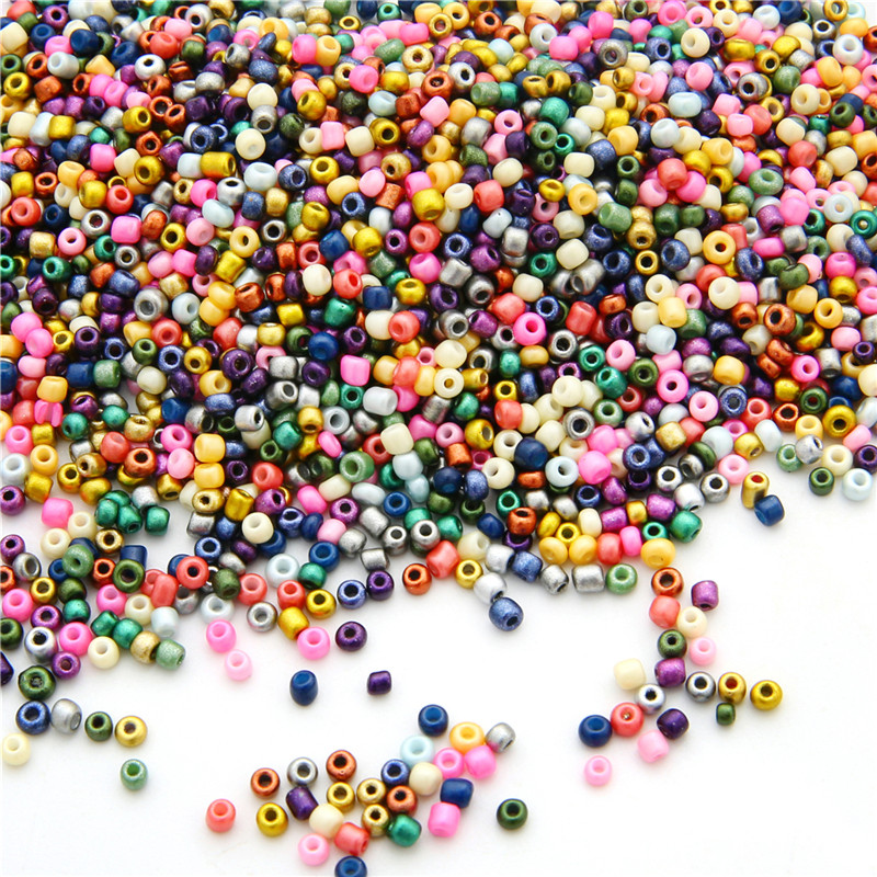 1000Gb 3mm Pērļu krāsas krāsas efekta stikla sēklu krelles DIY apģērbu šūšanai rotaslietas izgatavošanai franču izšūšanas amatniecības piederumi 30g
