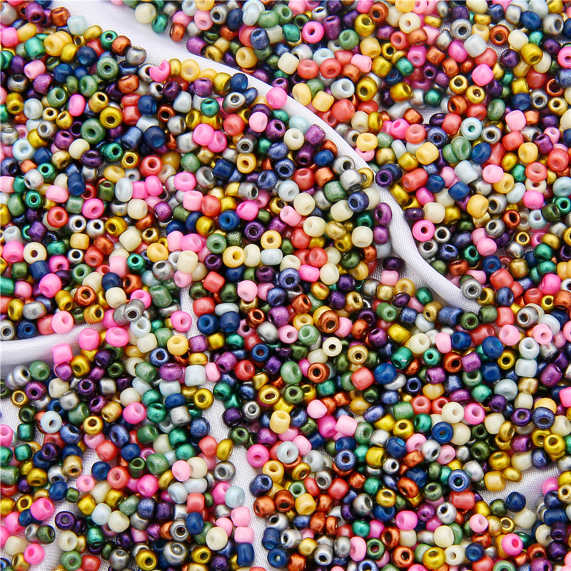 1000Gb 3mm Pērļu krāsas krāsas efekta stikla sēklu krelles DIY apģērbu šūšanai rotaslietas izgatavošanai franču izšūšanas amatniecības piederumi 30g