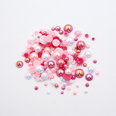 AB krāsa 10g/partija pusapaļas pērļu maisījums, izmērs 3-10mm plakana ABS plastmasas imitācijas pērļu krelles DIY nagu mākslas dekoratīvai