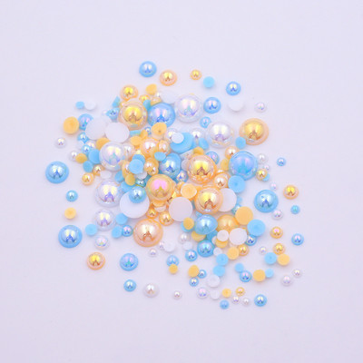 AB krāsa 10g/partija pusapaļas pērļu maisījums, izmērs 3-10mm plakana ABS plastmasas imitācijas pērļu krelles DIY nagu mākslas dekoratīvai