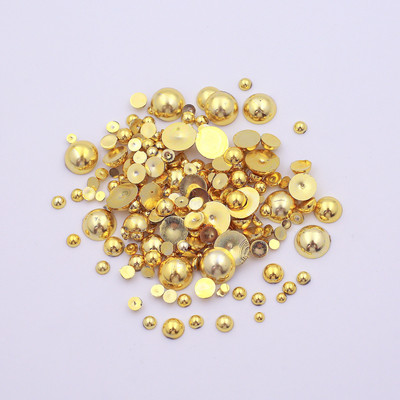 AB krāsa 10g/partija pusapaļas pērļu maisījums, izmērs 3-10mm plakana ABS plastmasas imitācijas pērļu krelles DIY nagu mākslas dekoratīvai