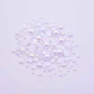 AB krāsa 10g/partija pusapaļas pērļu maisījums, izmērs 3-10mm plakana ABS plastmasas imitācijas pērļu krelles DIY nagu mākslas dekoratīvai