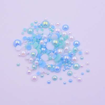 AB krāsa 10g/partija pusapaļas pērļu maisījums, izmērs 3-10mm plakana ABS plastmasas imitācijas pērļu krelles DIY nagu mākslas dekoratīvai