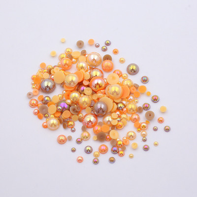 AB krāsa 10g/partija pusapaļas pērļu maisījums, izmērs 3-10mm plakana ABS plastmasas imitācijas pērļu krelles DIY nagu mākslas dekoratīvai