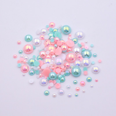 AB krāsa 10g/partija pusapaļas pērļu maisījums, izmērs 3-10mm plakana ABS plastmasas imitācijas pērļu krelles DIY nagu mākslas dekoratīvai