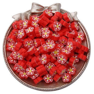 30gab./partija 10mm jauktas krāsas Ziedu forma Māla starplikas Pērlītes Polimēru Māla Pērlītes Apģērbam Juvelierizstrādājumu izgatavošana DIY ar rokām darināti aksesuāri