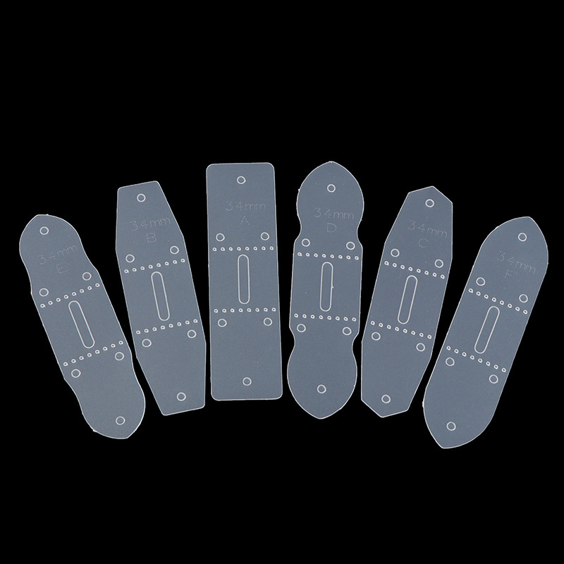 Nauji 6 vnt. / rinkinys PVC odinio diržo sagties galvutės šablonai perforavimo formos trafareto įrankis „pasidaryk pats“ odinis amatų įrankis