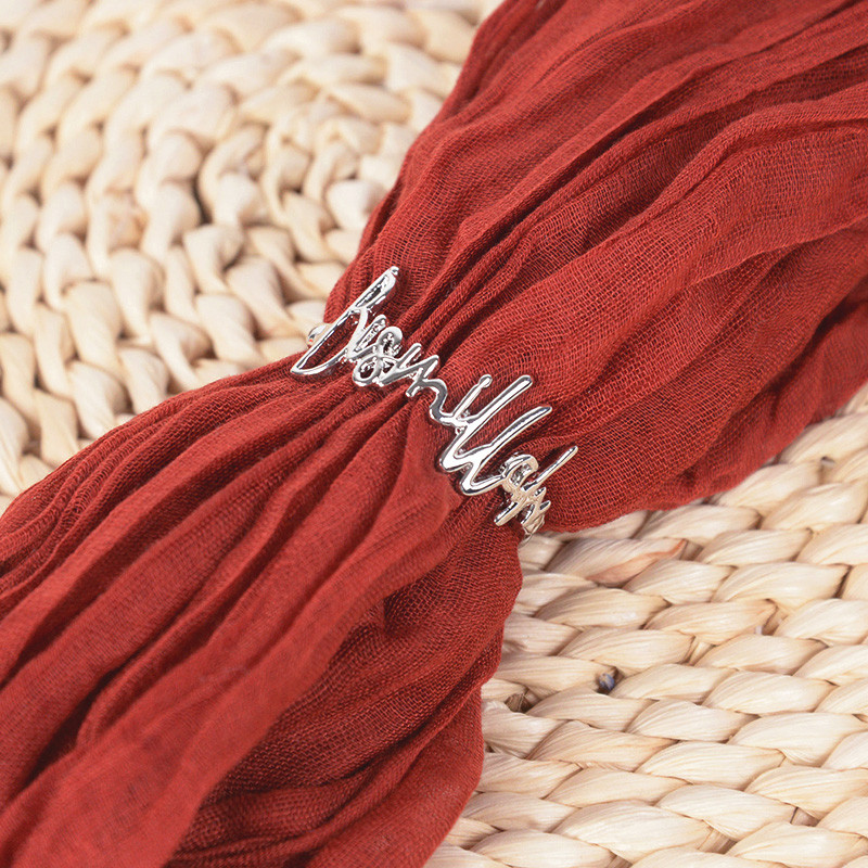 2/4/6 gab Leoy salvešu gredzeni Letter Prayer 42MM Alloy Blessing Bismillah salvešu turētājs kāzu dvieļu gredzenu galda dekorēšanai